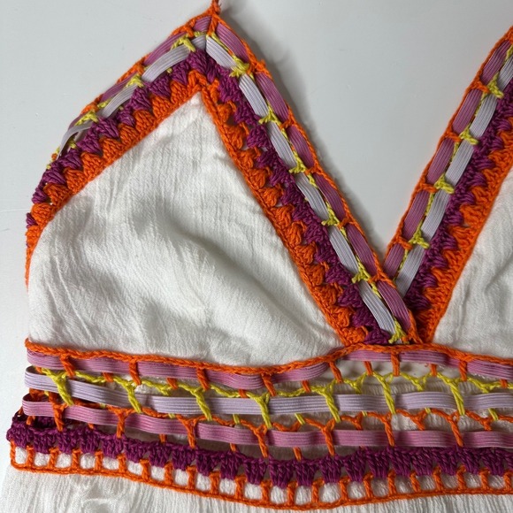 Indigo Rein White Crochet Trim Halter Maxi Dress Boho Festival Beach Size M - Picture 13 of 16